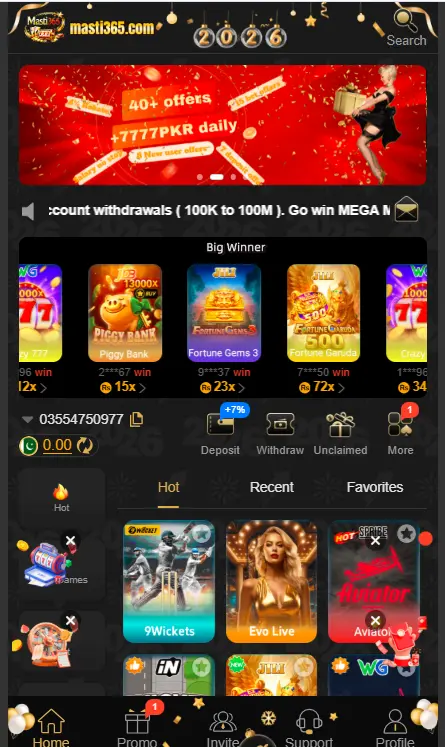 Masti365 Game home page